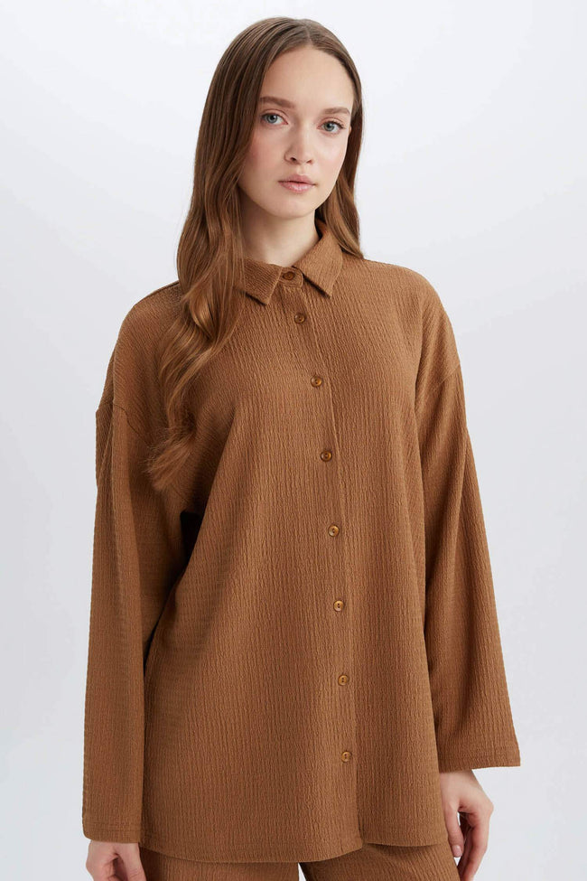 Relax Fit Polo Collar Long Sleeve T-Shirt Hover Image