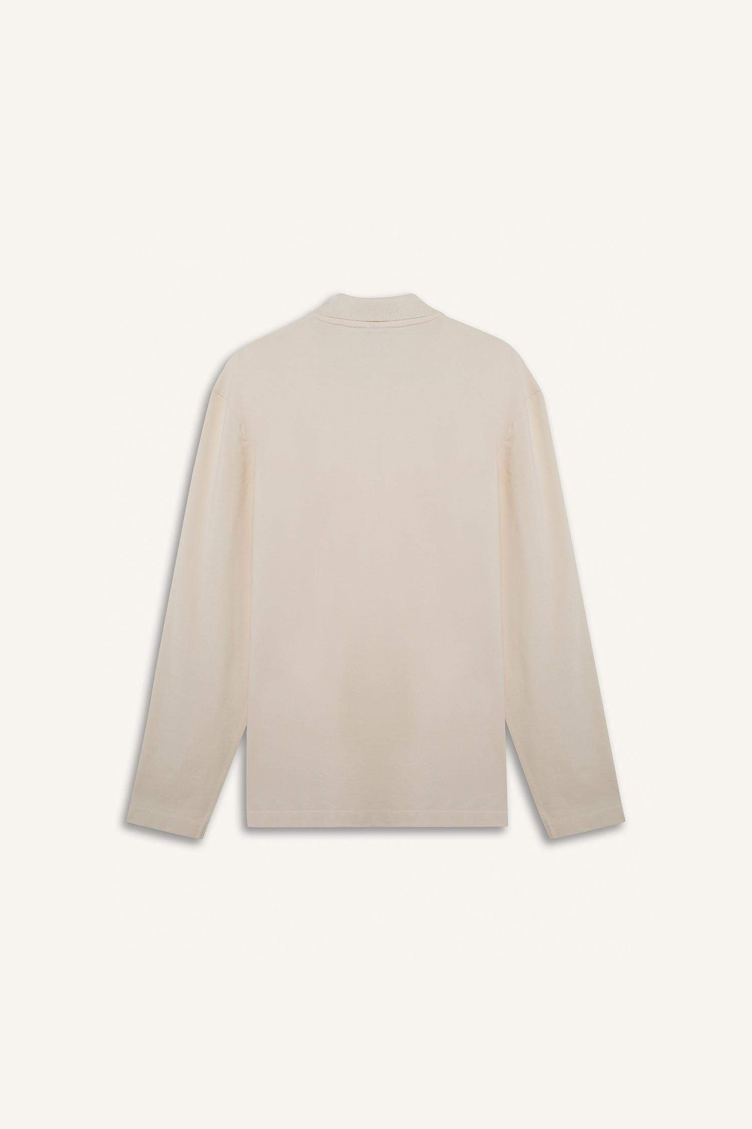 100% Cotton New Regular Fit Basic Plain Long Sleeve Textured Pique Polo T-Shirt