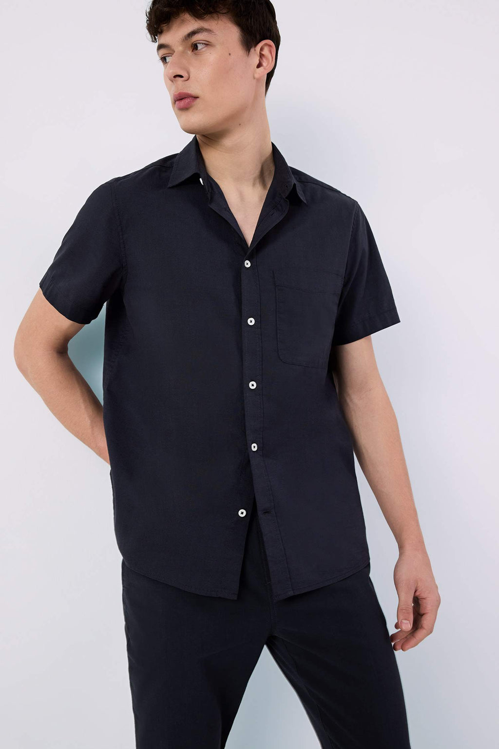 Regular Fit Polo Collar Short Sleeve Shirt