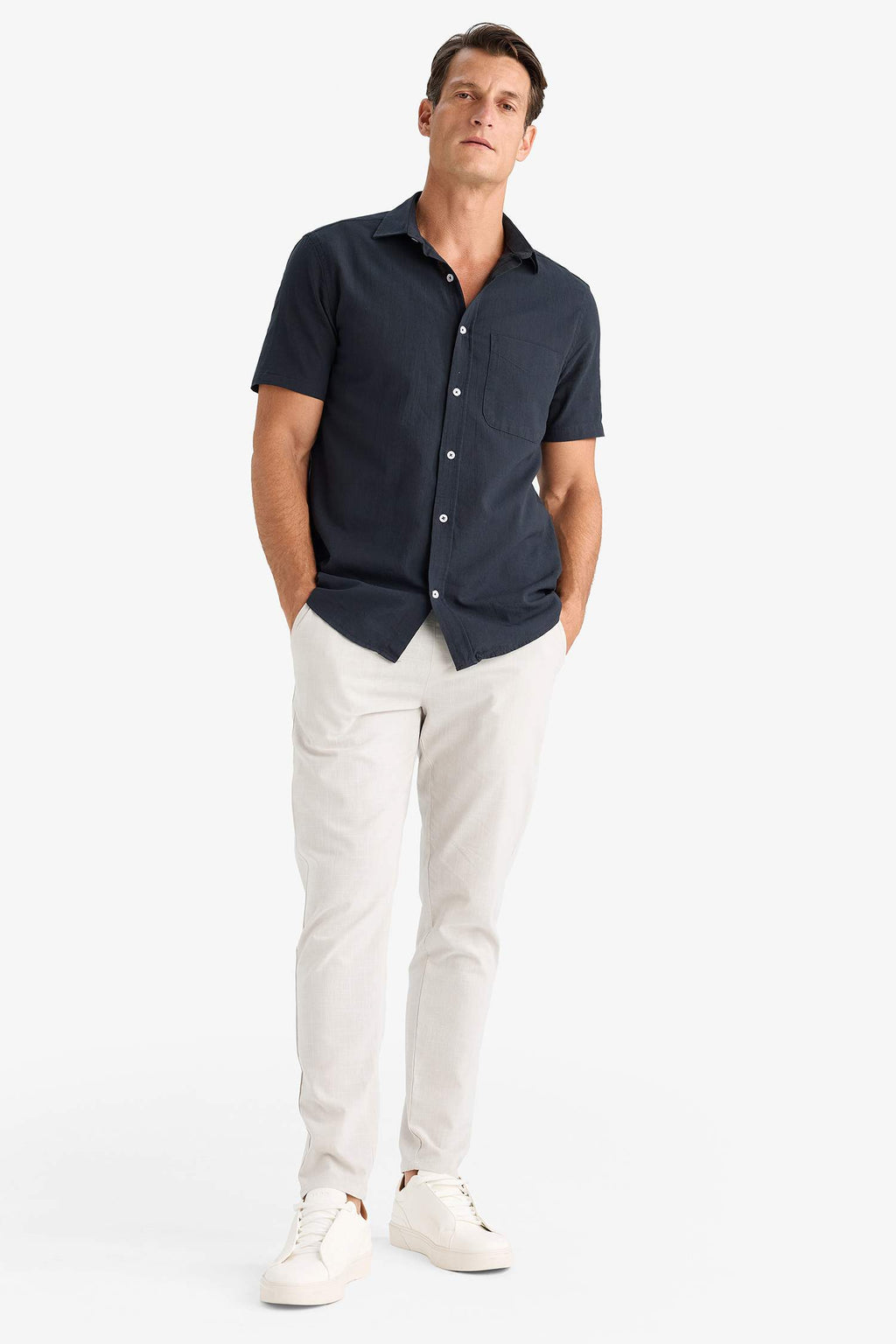 Regular Fit Polo Collar Short Sleeve Shirt