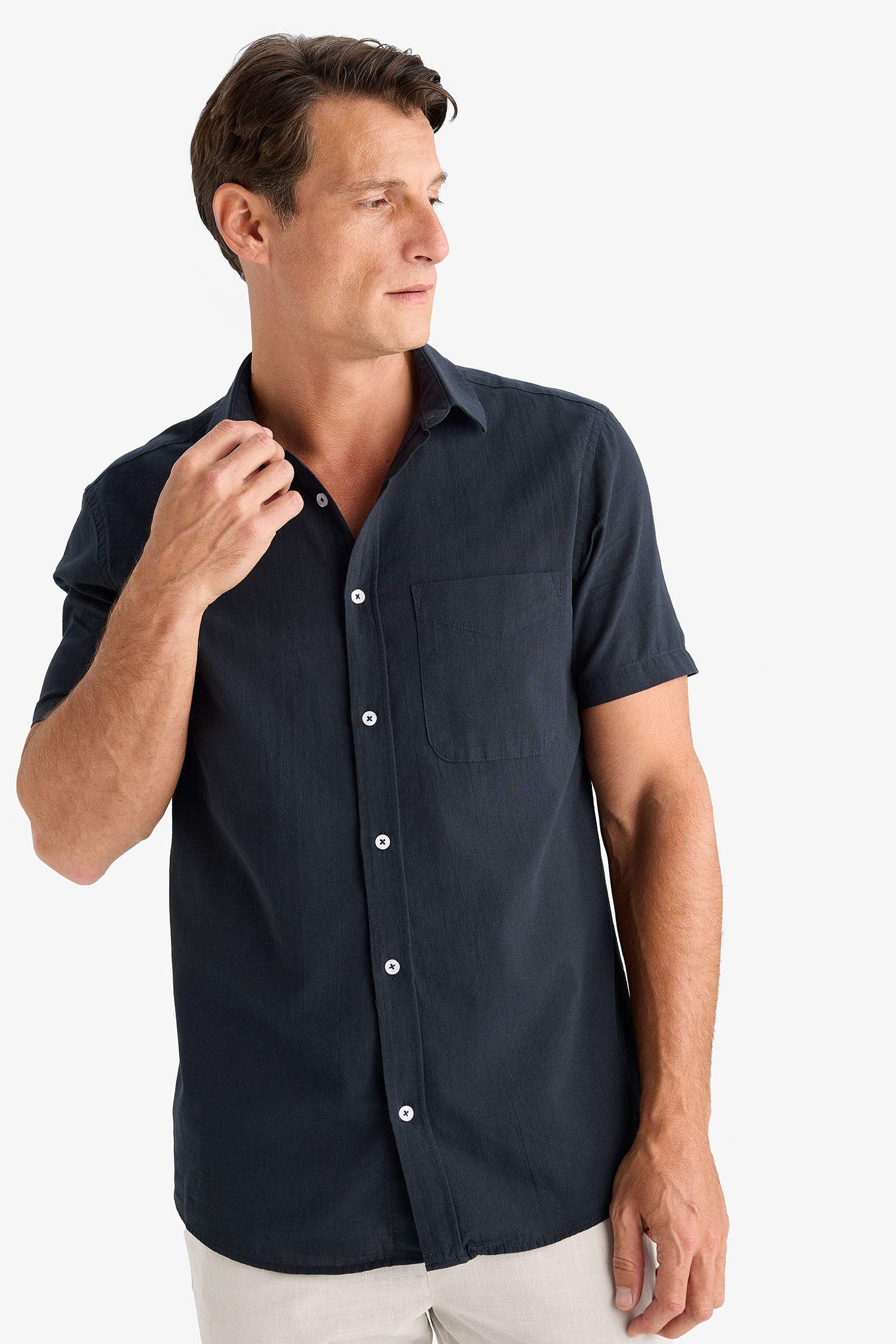 Regular Fit Polo Collar Short Sleeve Shirt