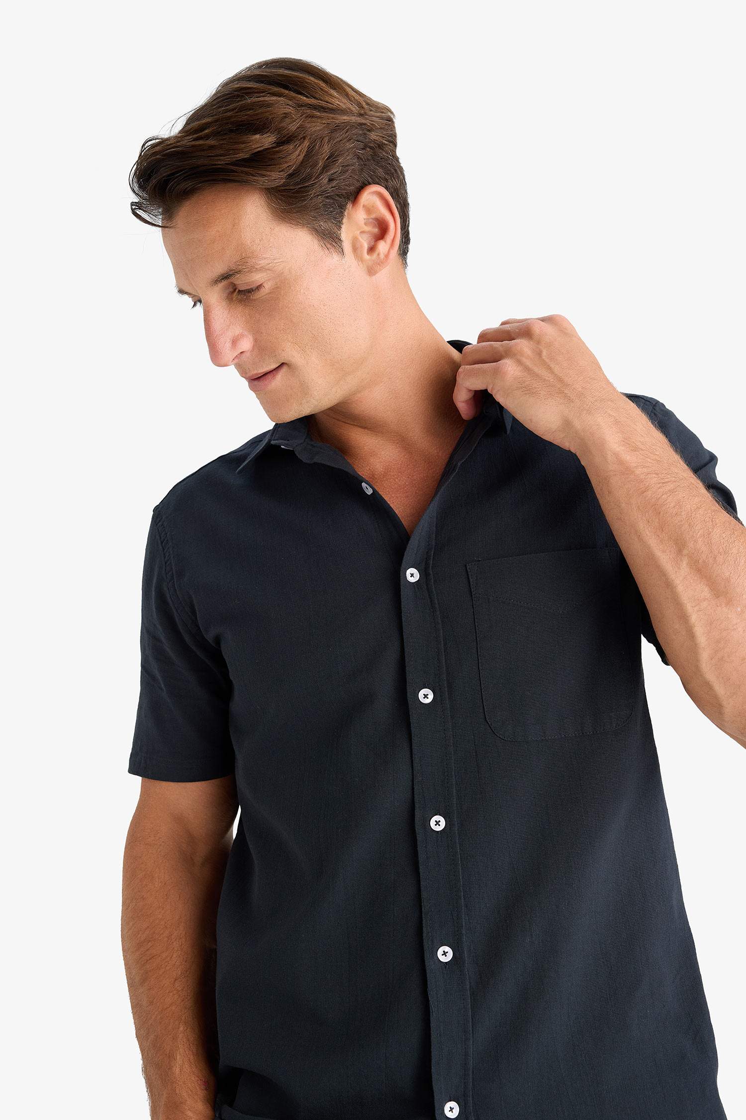 Regular Fit Polo Collar Short Sleeve Shirt
