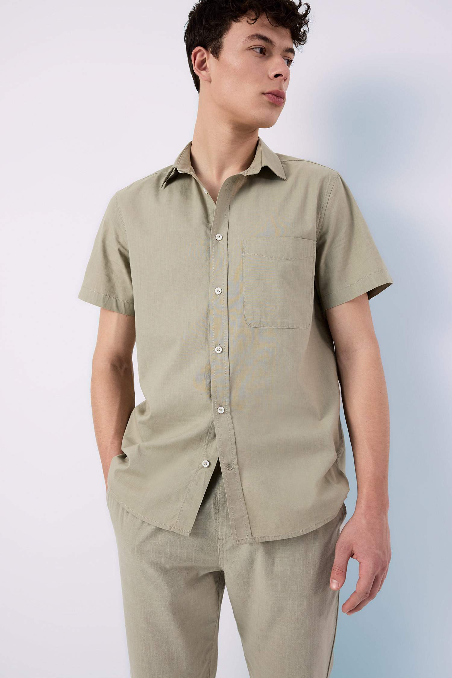 Regular Fit Polo Collar Short Sleeve Shirt