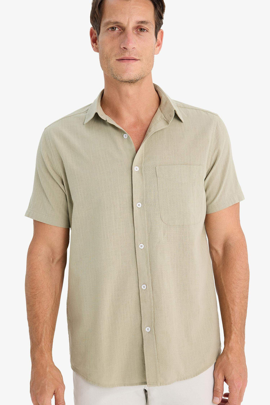 Regular Fit Polo Collar Short Sleeve Shirt