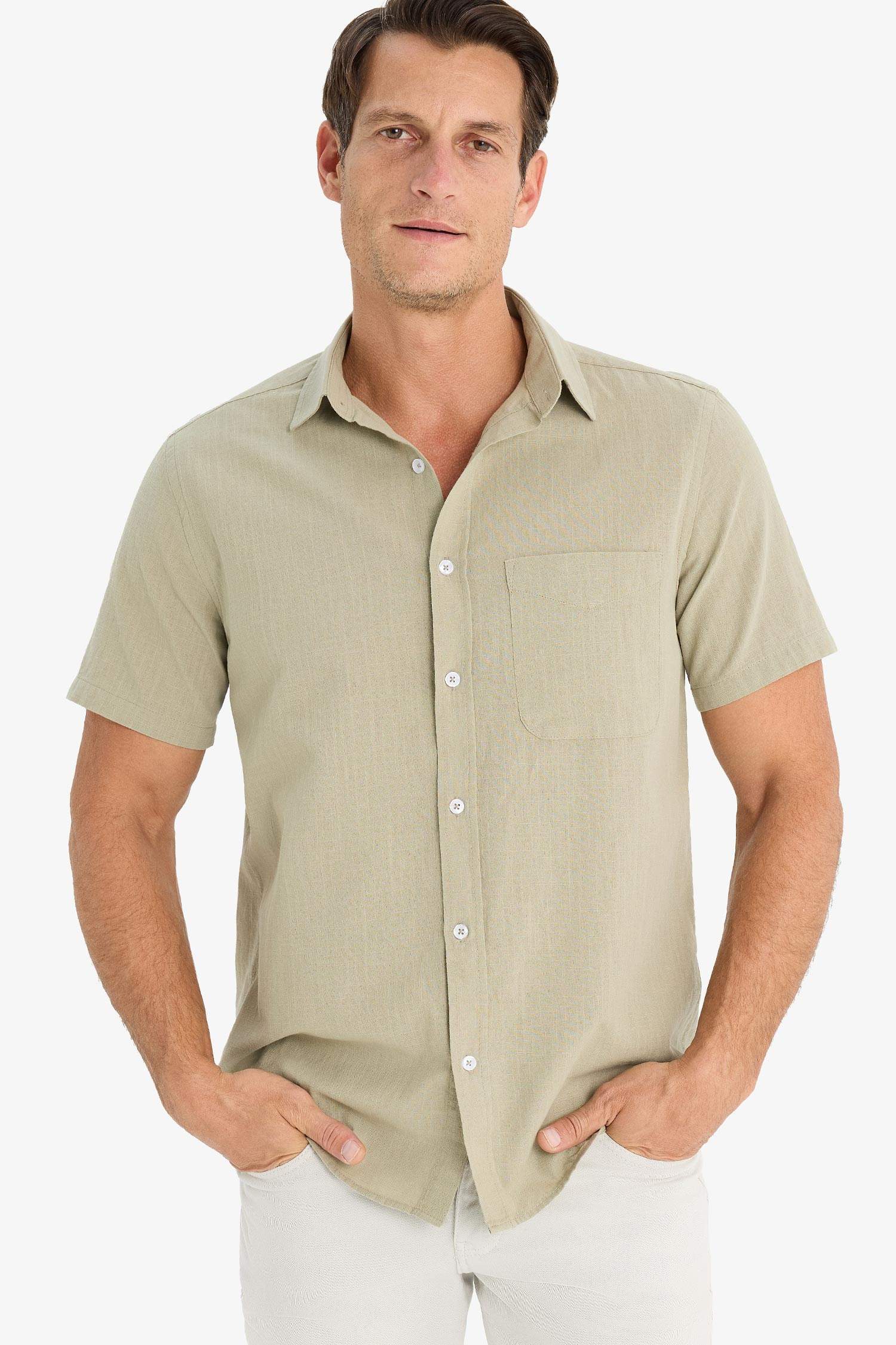 Regular Fit Polo Collar Short Sleeve Shirt