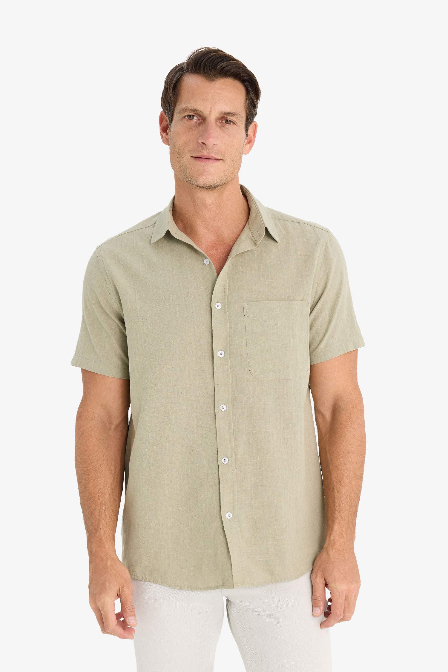 Regular Fit Polo Collar Short Sleeve Shirt