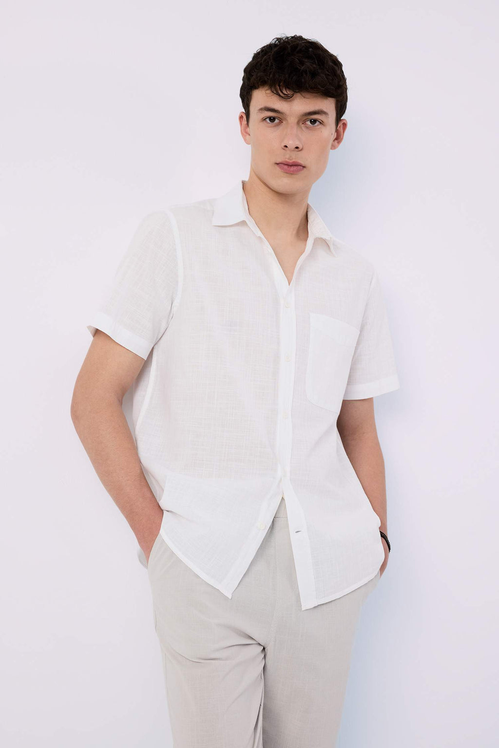 Regular Fit Polo Collar Short Sleeve Shirt