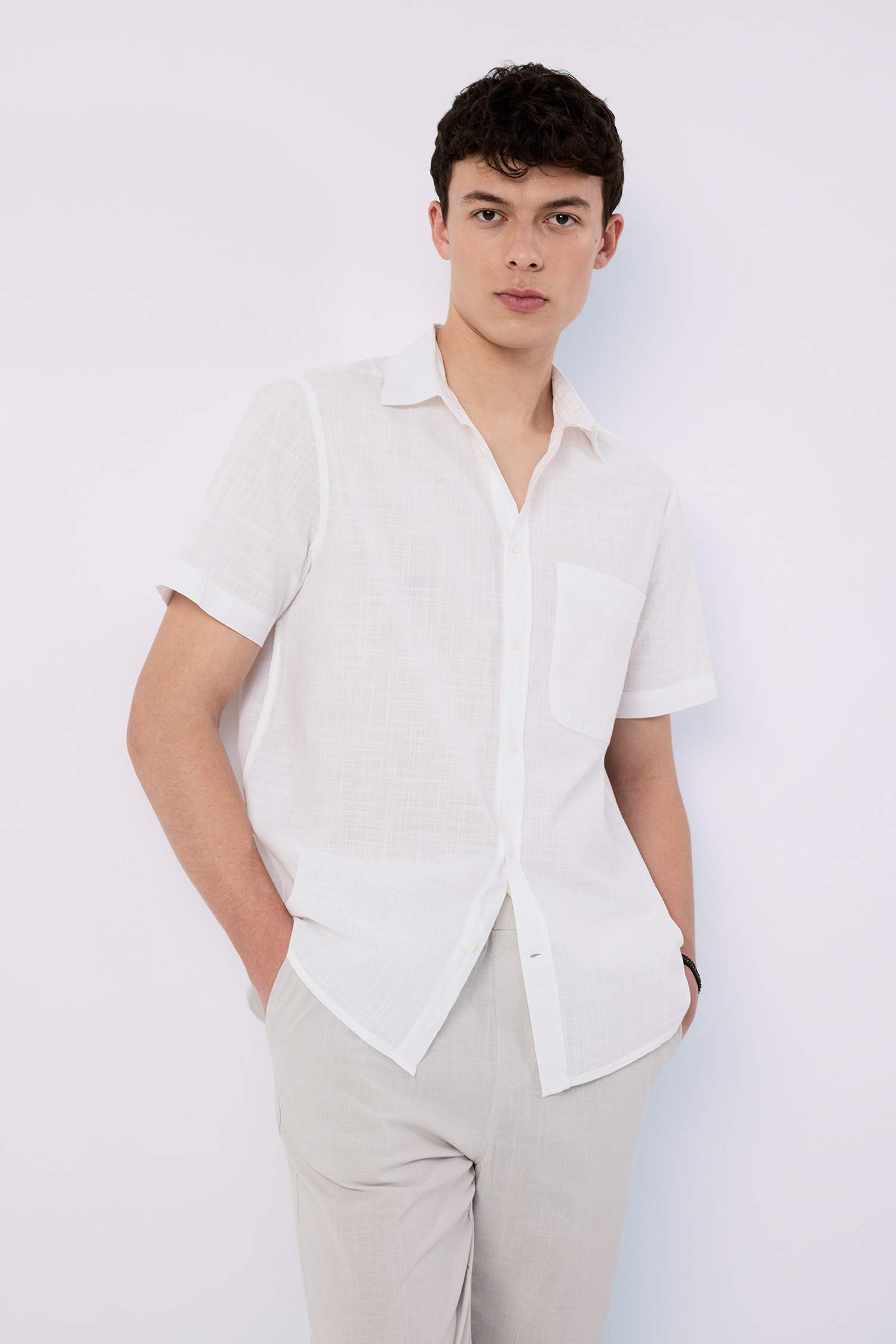 Regular Fit Polo Collar Short Sleeve Shirt