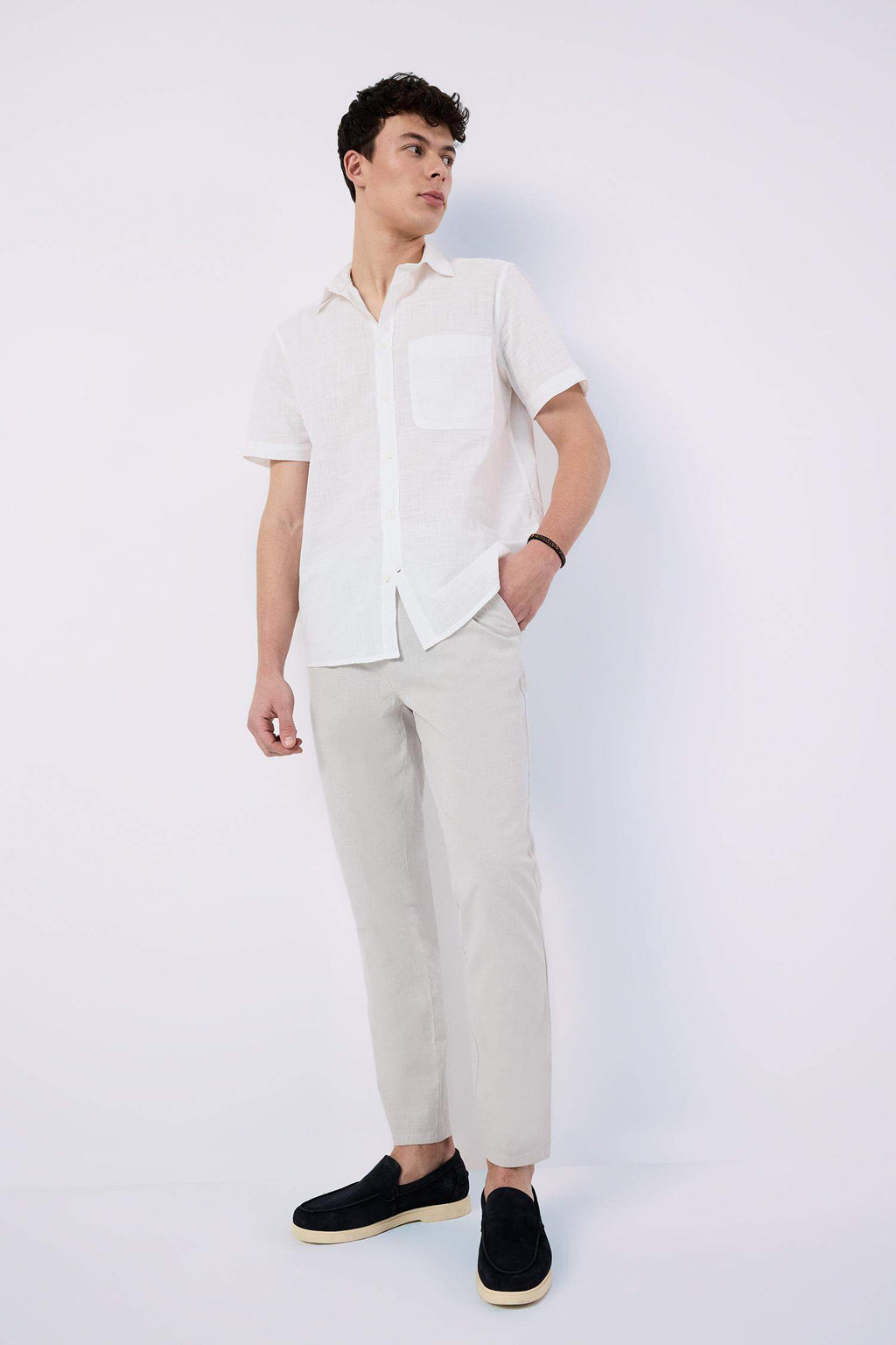 Regular Fit Polo Collar Short Sleeve Shirt