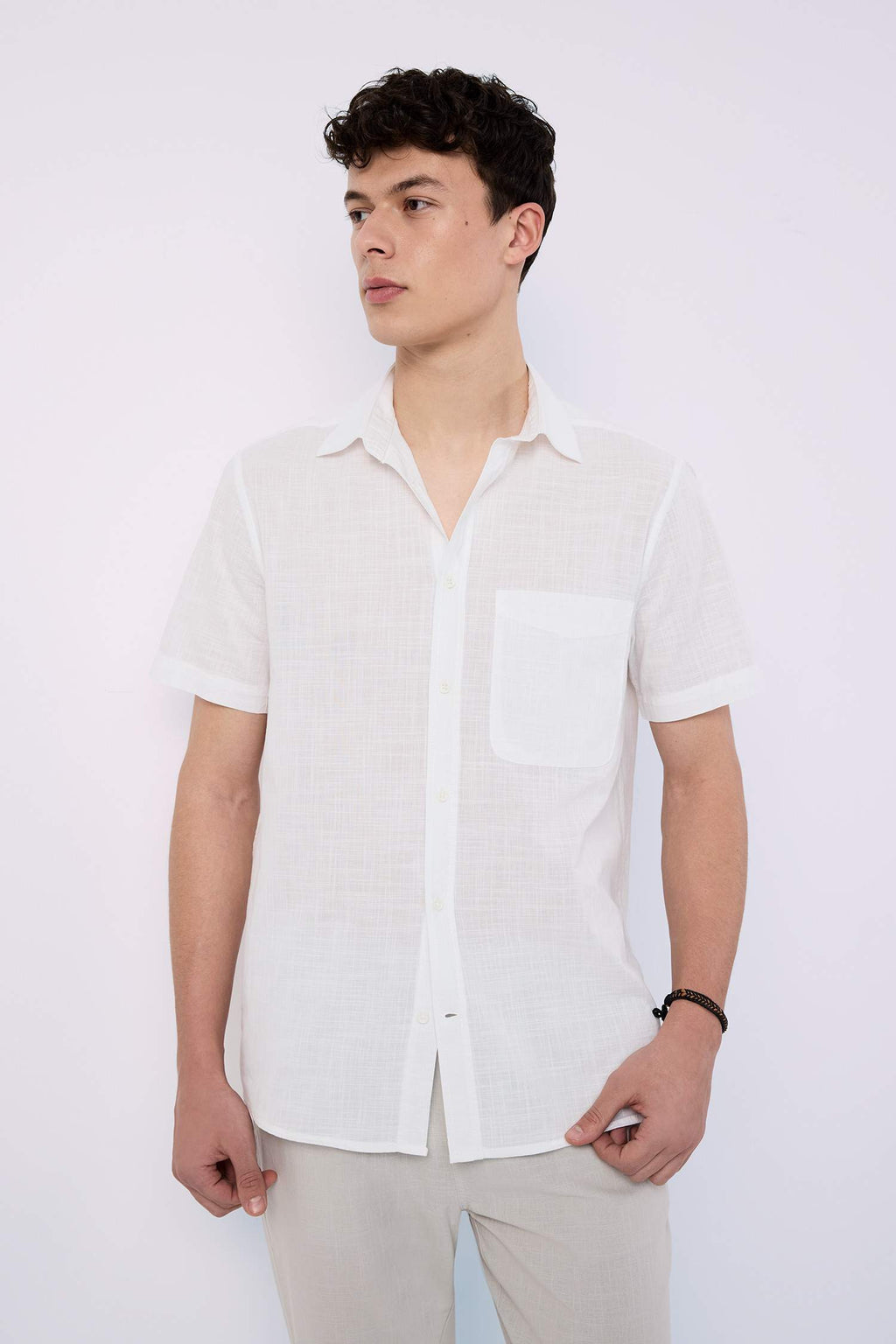 Regular Fit Polo Collar Short Sleeve Shirt