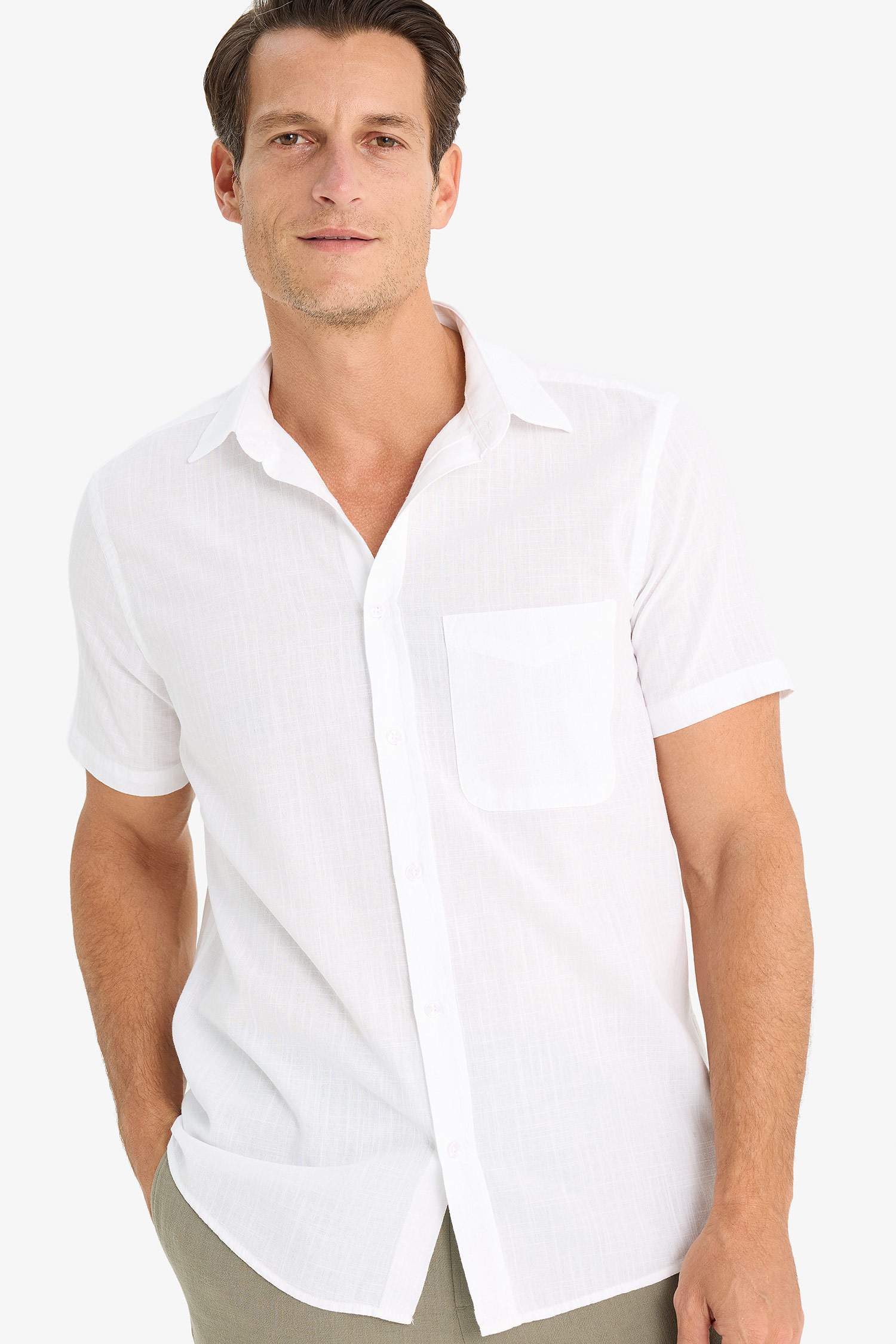 Regular Fit Polo Collar Short Sleeve Shirt