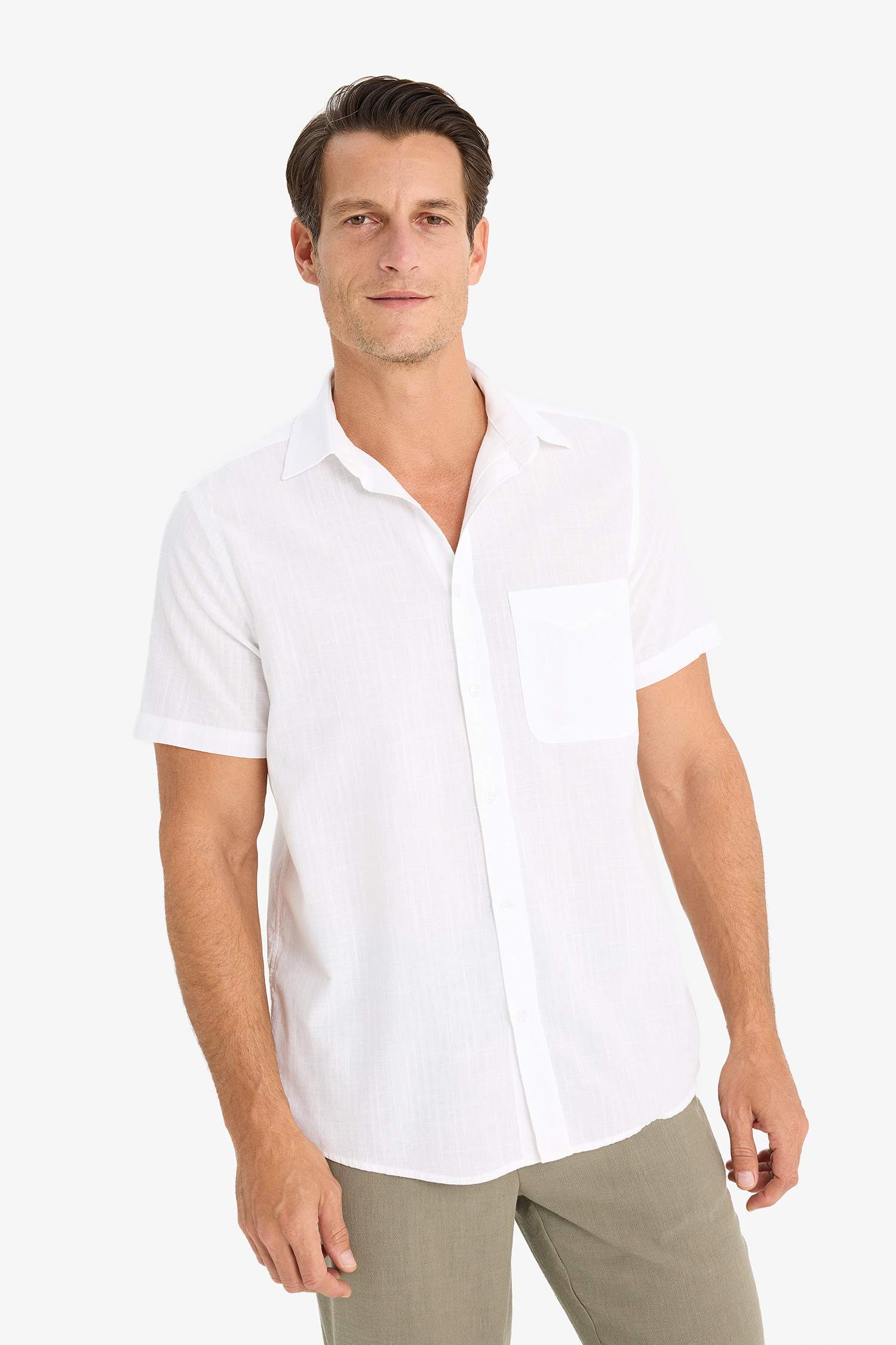 Regular Fit Polo Collar Short Sleeve Shirt