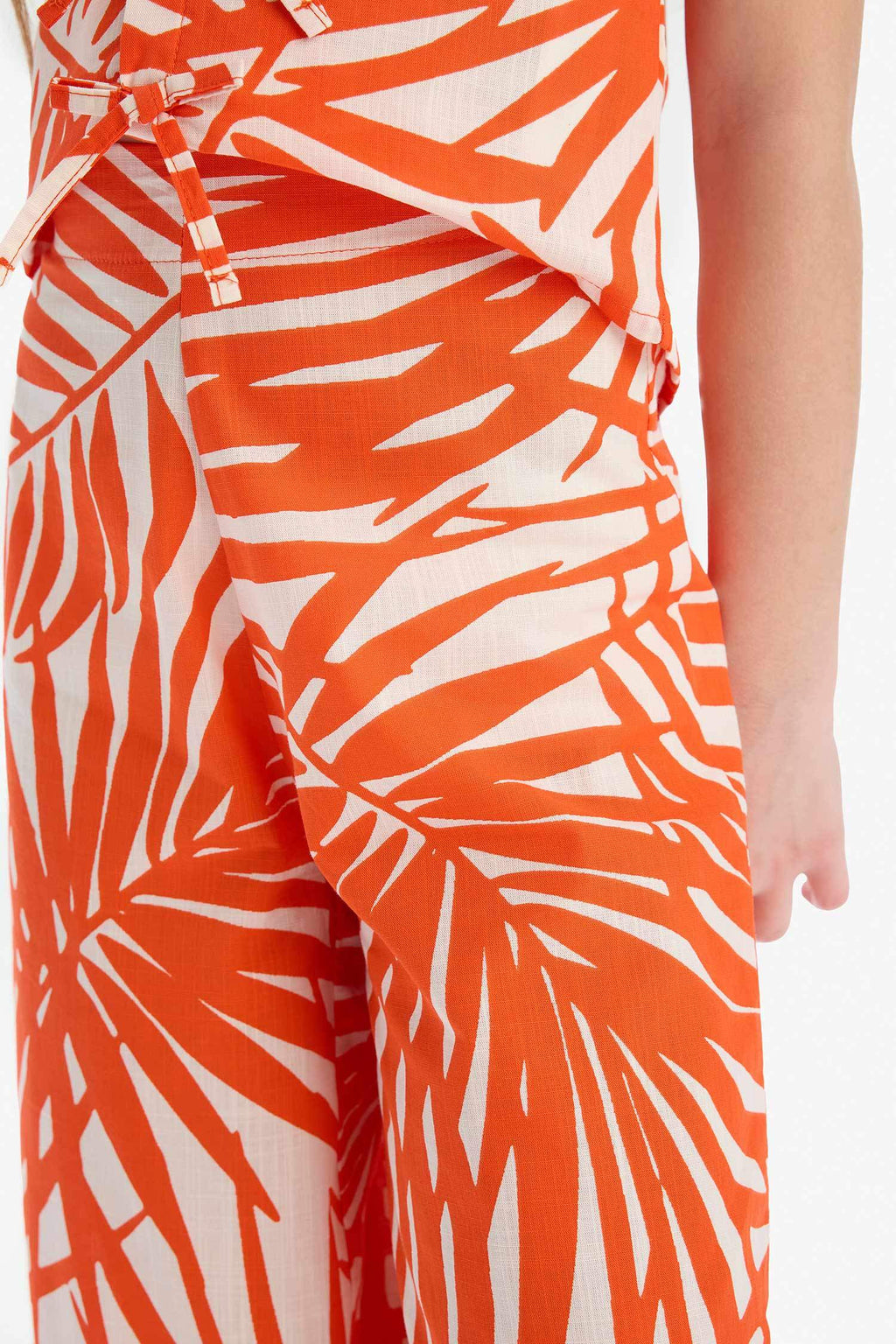 Girl Patterned Wide Leg Cotton Trousers