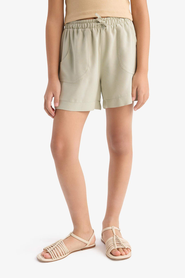 Girl Elastic Waist Viscose Shorts Hover Image