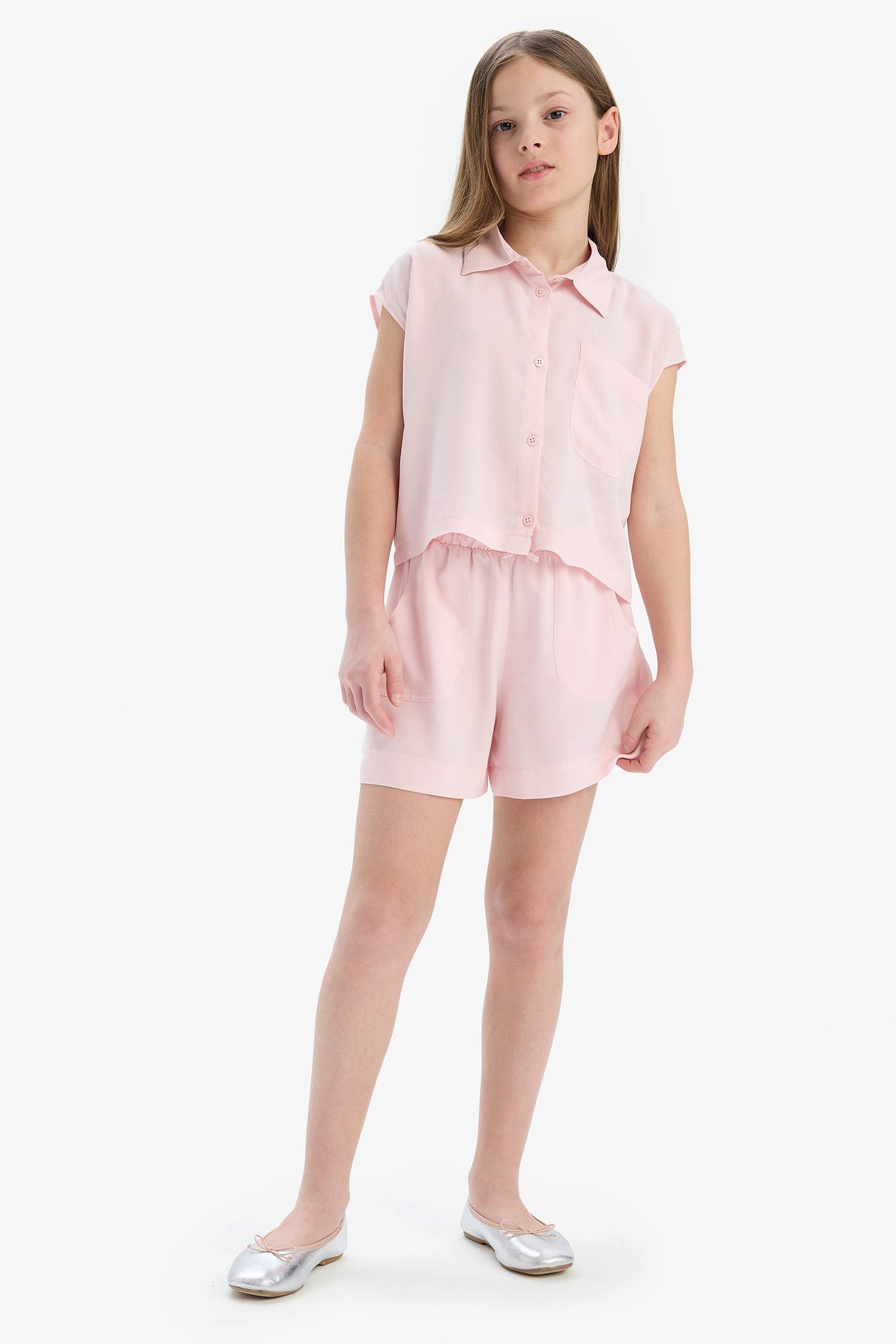 Girl Elastic Waist Viscose Shorts