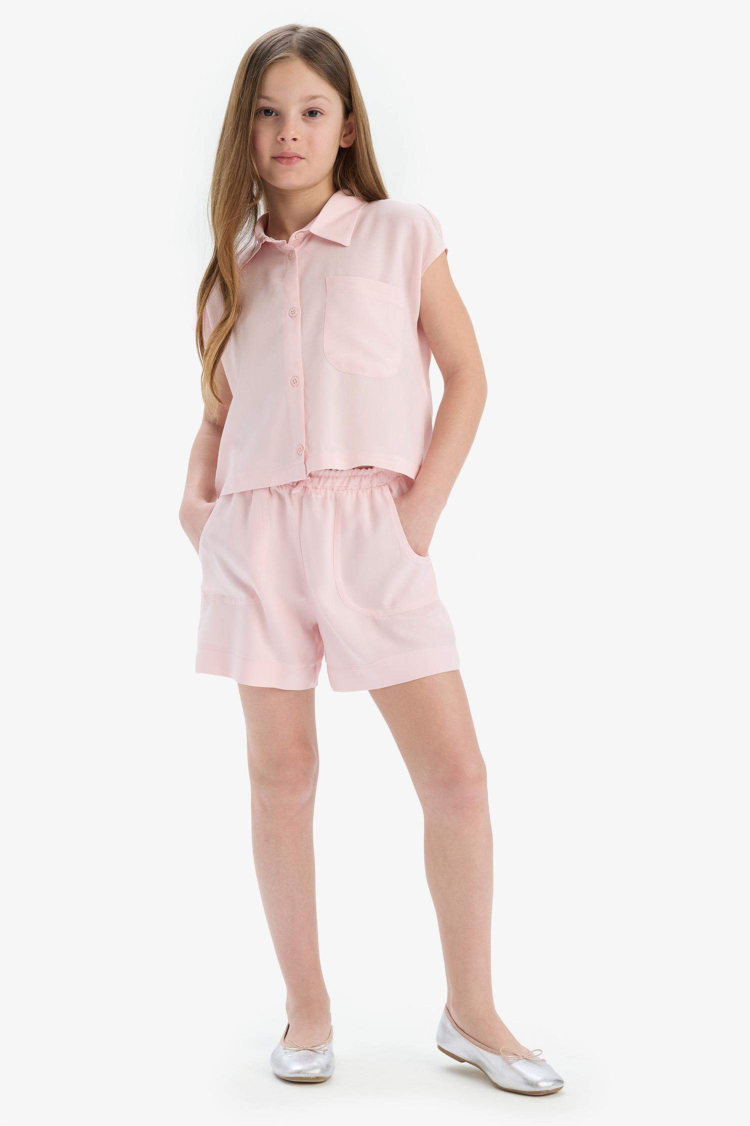 Girl Elastic Waist Viscose Shorts