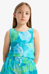 Girl Patterned Sleeveless Blouse