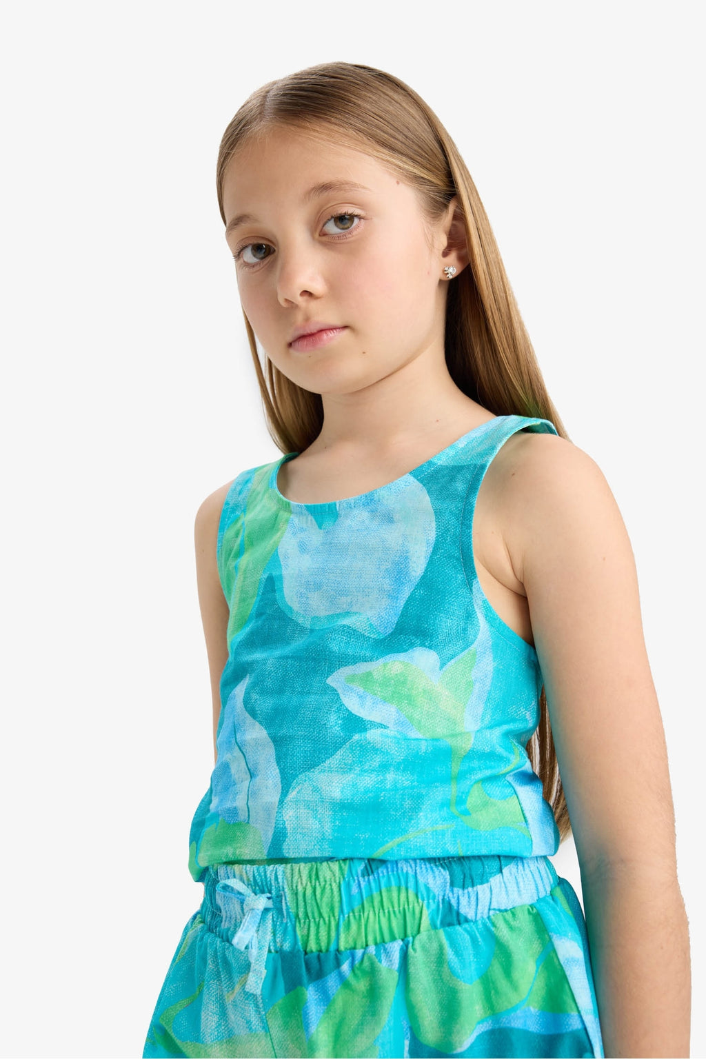 Girl Patterned Sleeveless Blouse