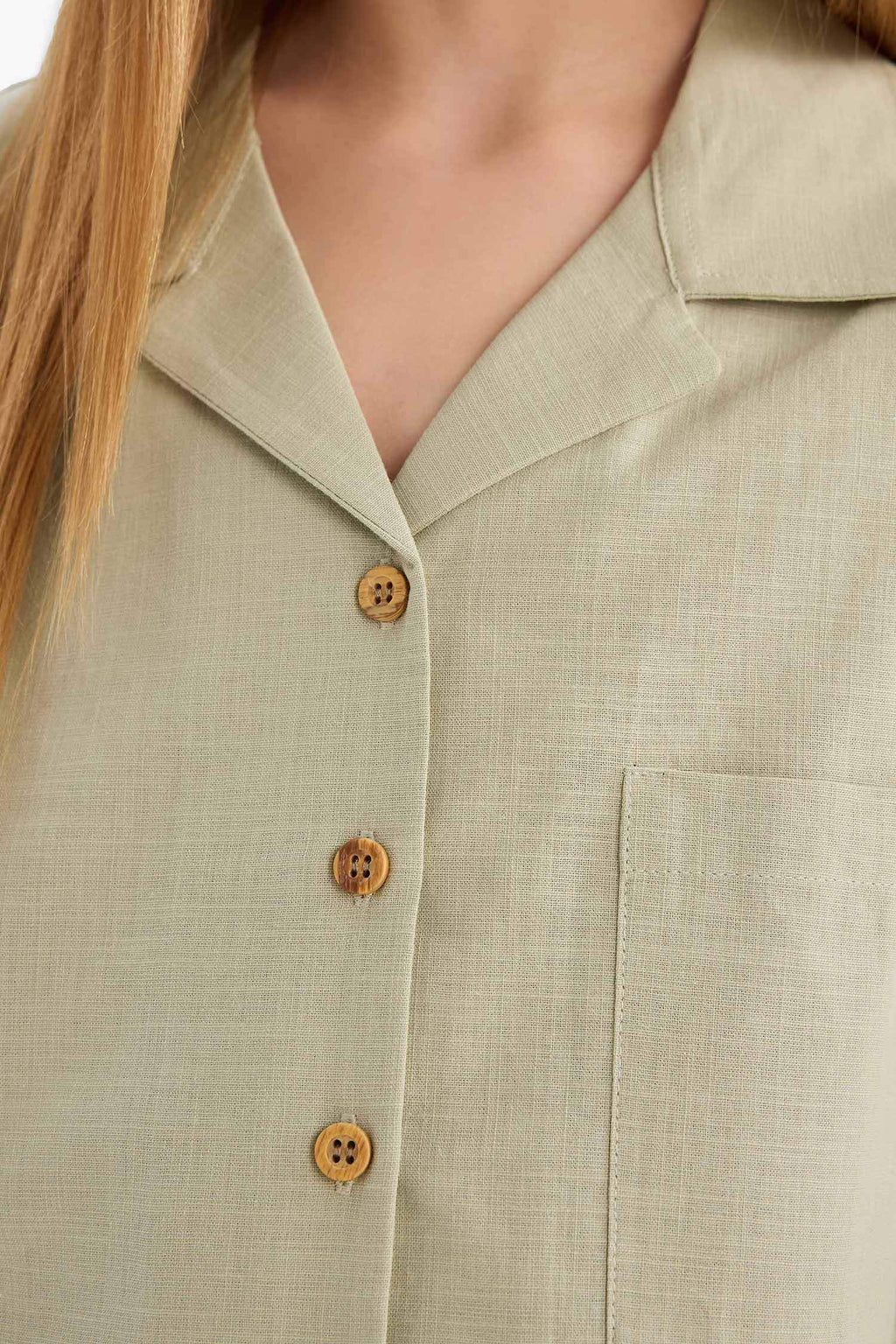 Girl Linen Short Sleeve Crop Shirt