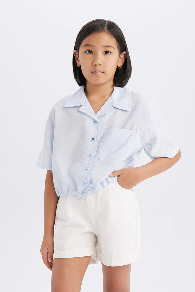 Girl Short Sleeve Crop Shirt Hover Image