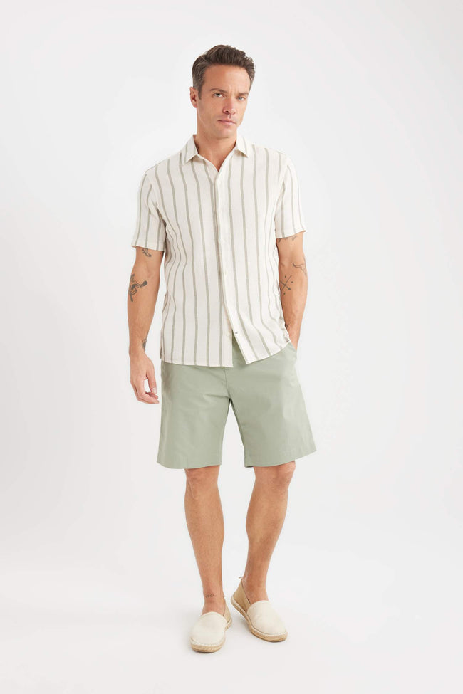 Regular Fit Polo Neck Striped Summer Shirt Main Image