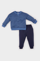 Boy Striped Thin Sweatshirt Fabric 2 Piece Set