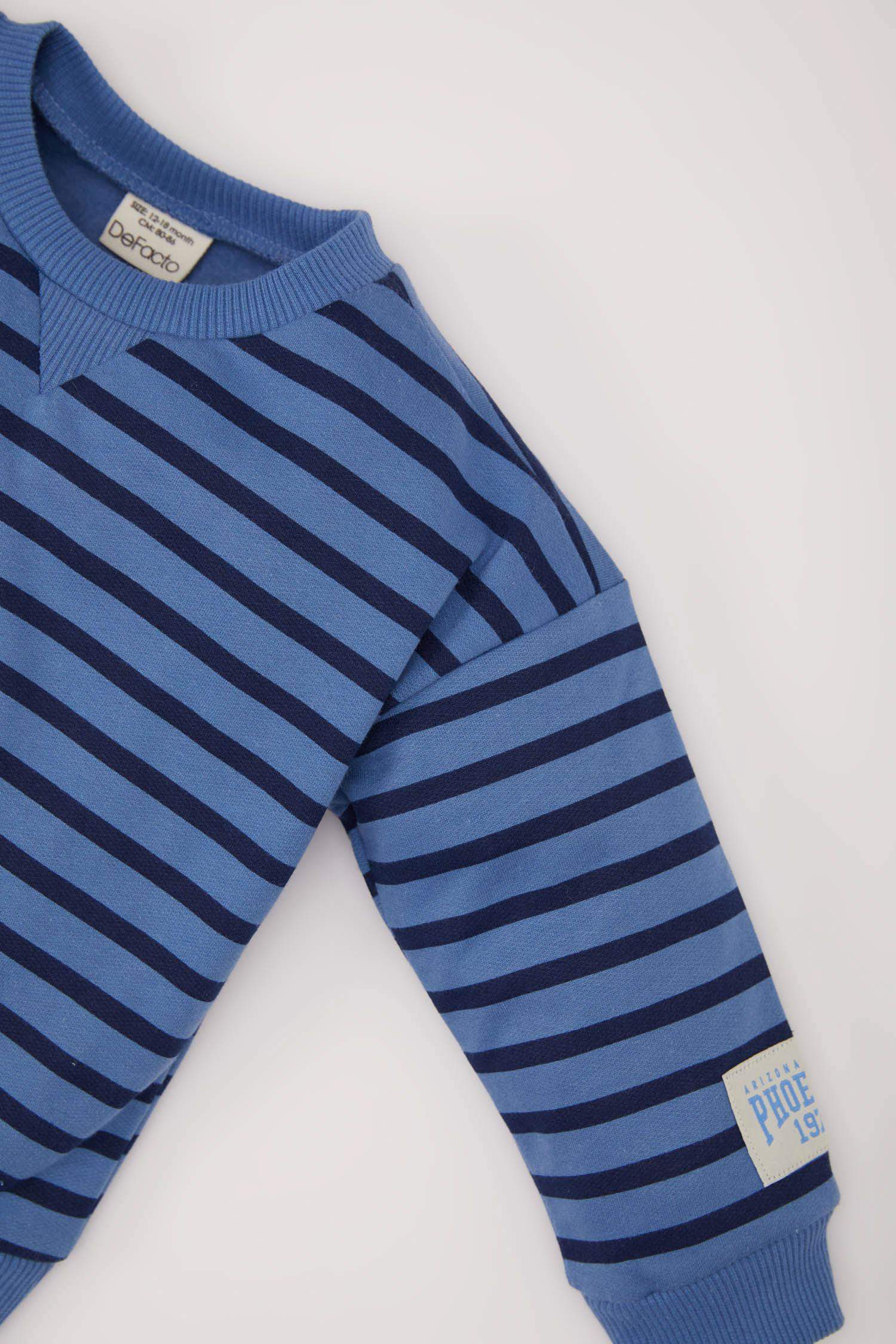 Boy Striped Thin Sweatshirt Fabric 2 Piece Set