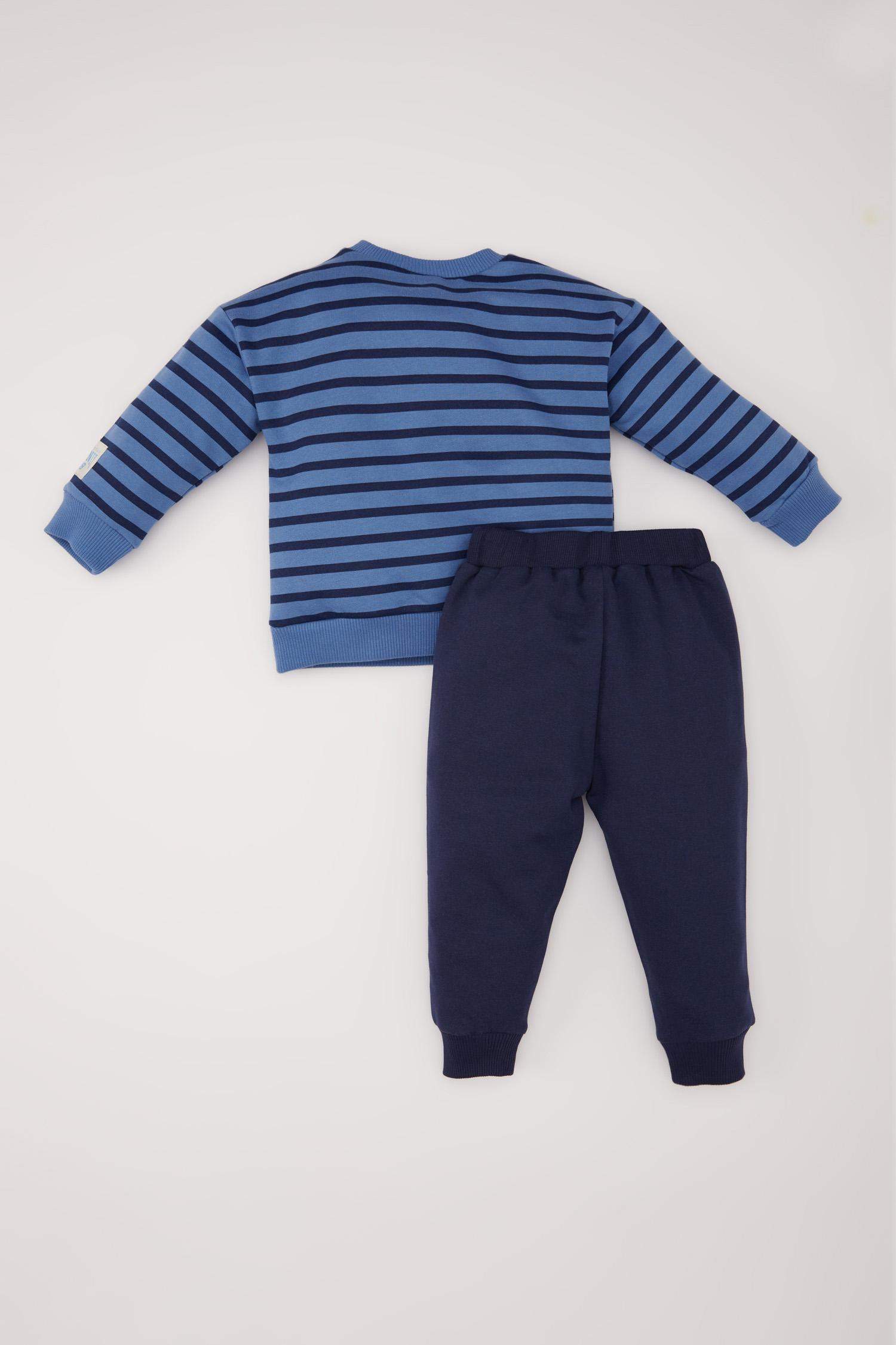 Boy Striped Thin Sweatshirt Fabric 2 Piece Set