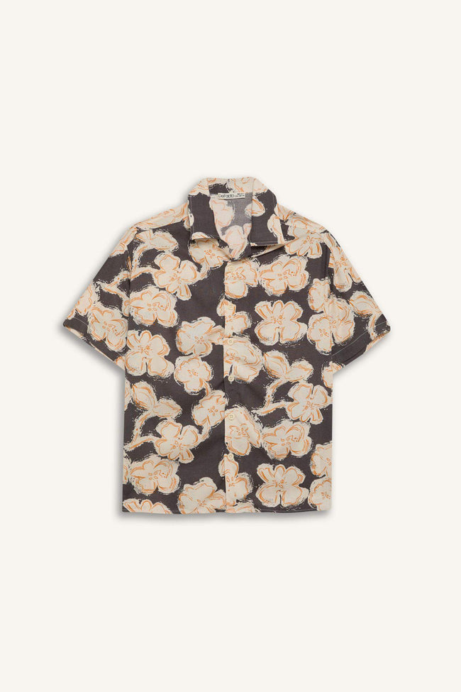 Boy Oversize Fit Polo Collar Viscose Shirt Main Image