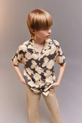 Boy Oversize Fit Polo Collar Viscose Shirt
