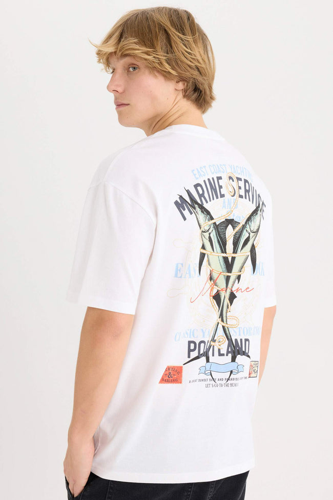 Oversize Fit Crew Neck Printed T-Shirt Hover Image