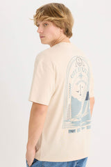 100% Cotton Boxy Fit Cycling Collar Back Printed Short Sleeve T-Shirt