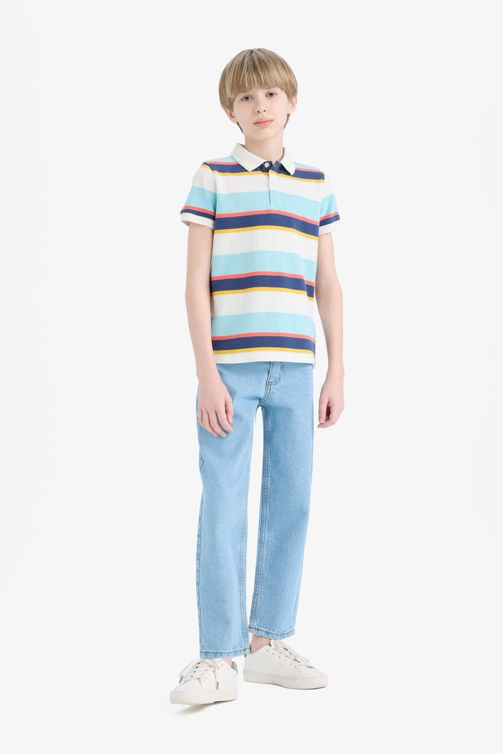 Boys Striped Pike Short Sleeve Polo T-Shirt
