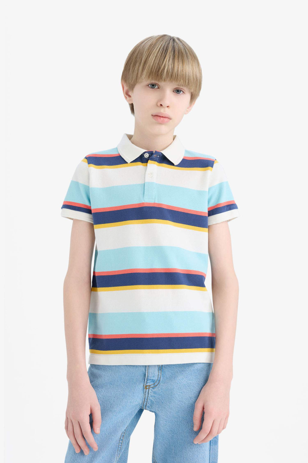 Boys Striped Pike Short Sleeve Polo T-Shirt
