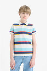 Boys Striped Pike Short Sleeve Polo T-Shirt