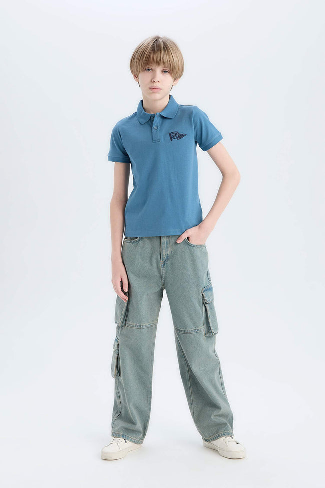 Boy Embroidered Short Sleeve Polo Shirt Main Image