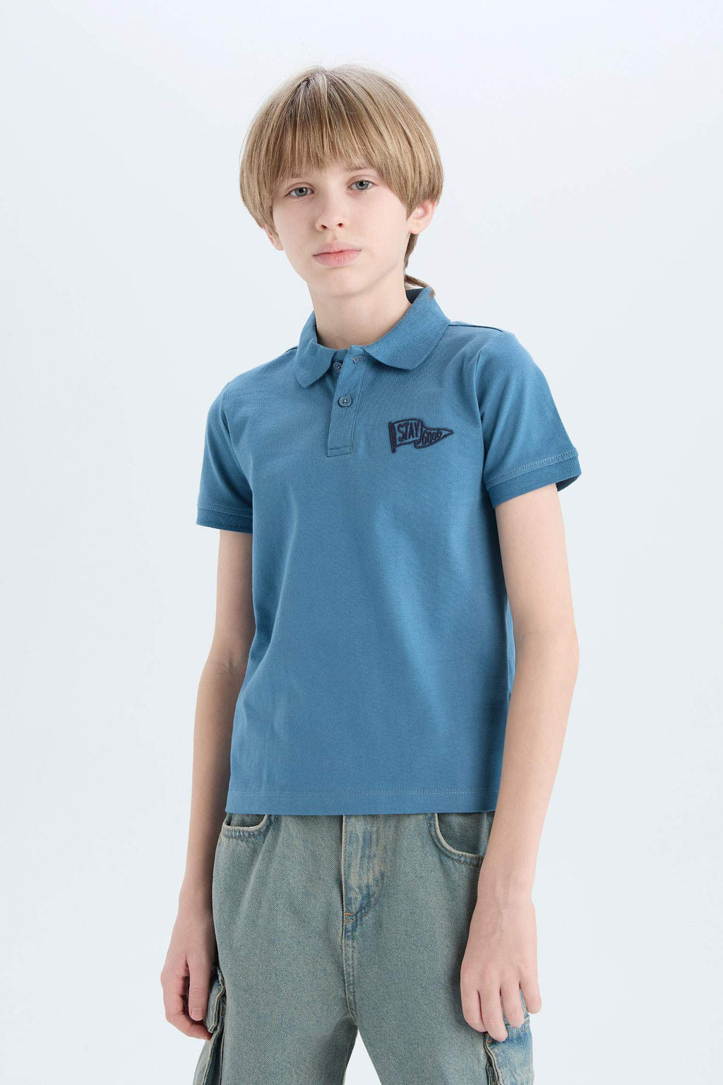 Boy Embroidered Short Sleeve Polo Shirt