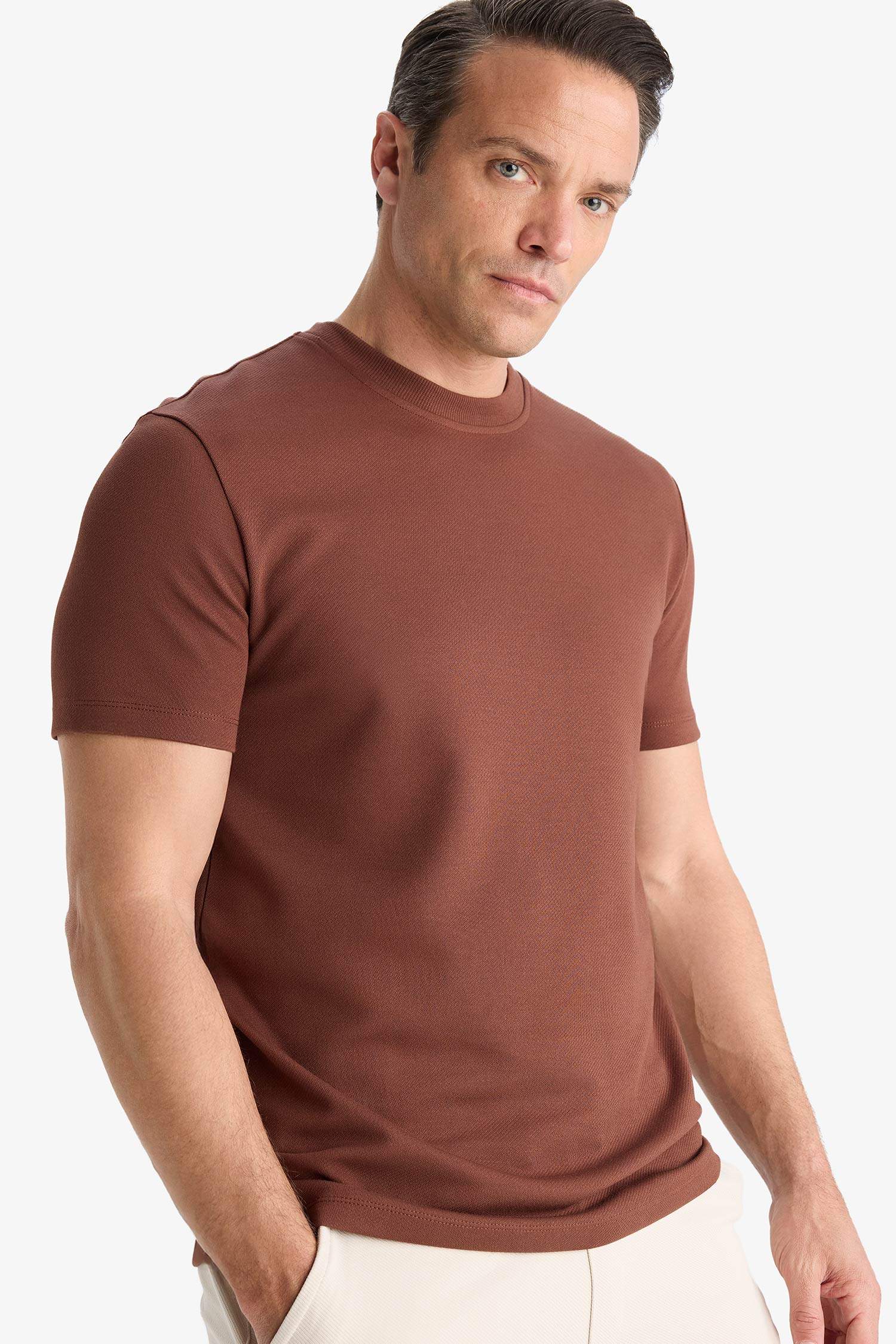 Regular Fit Crew Neck Twill T-Shirt