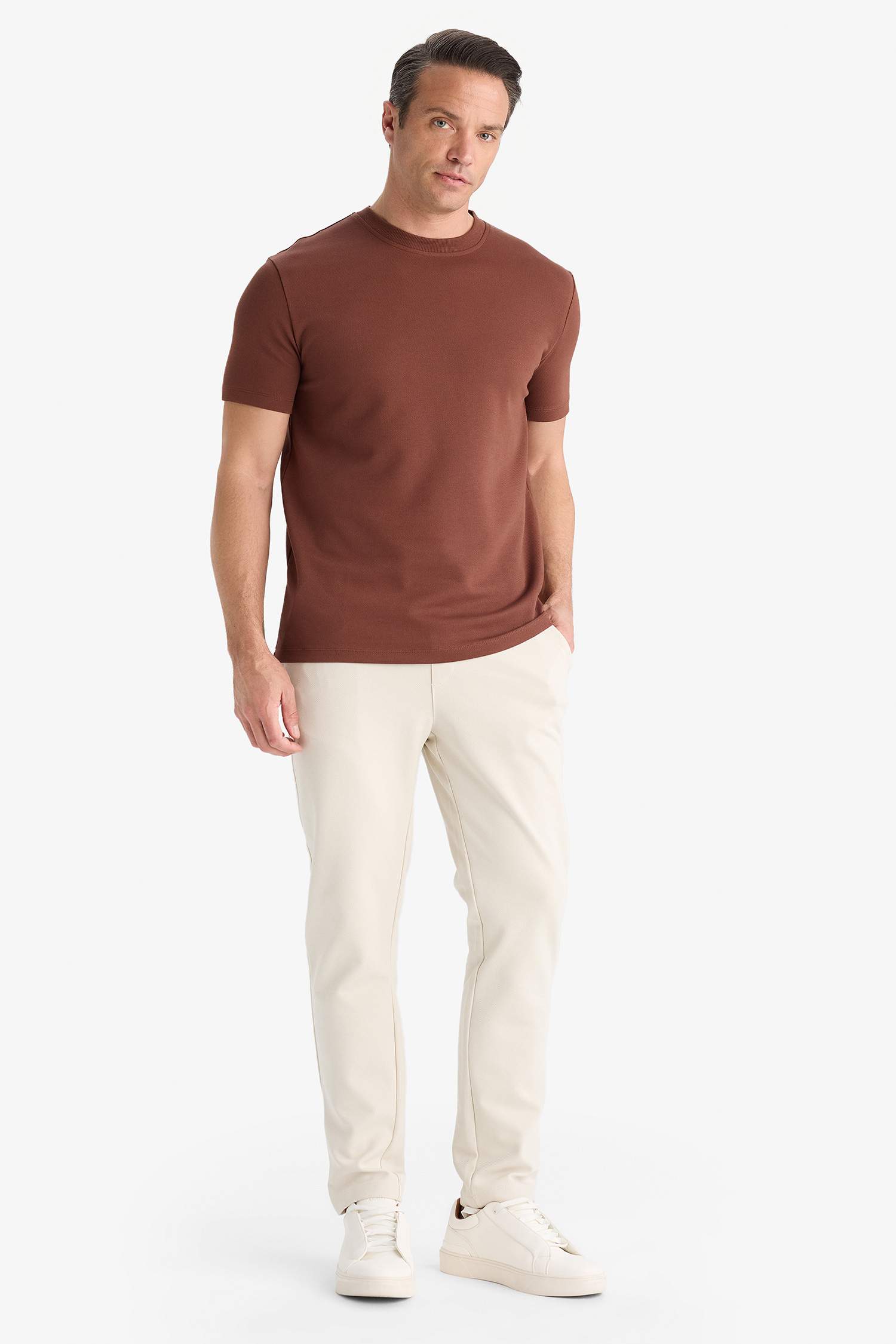 Regular Fit Crew Neck Twill T-Shirt