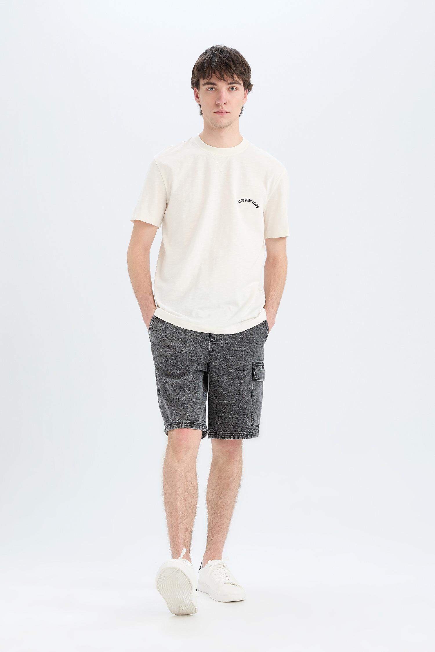 100% Cotton New Regular Fit Cycling Collar Short Sleeve Jacquard T-shirt