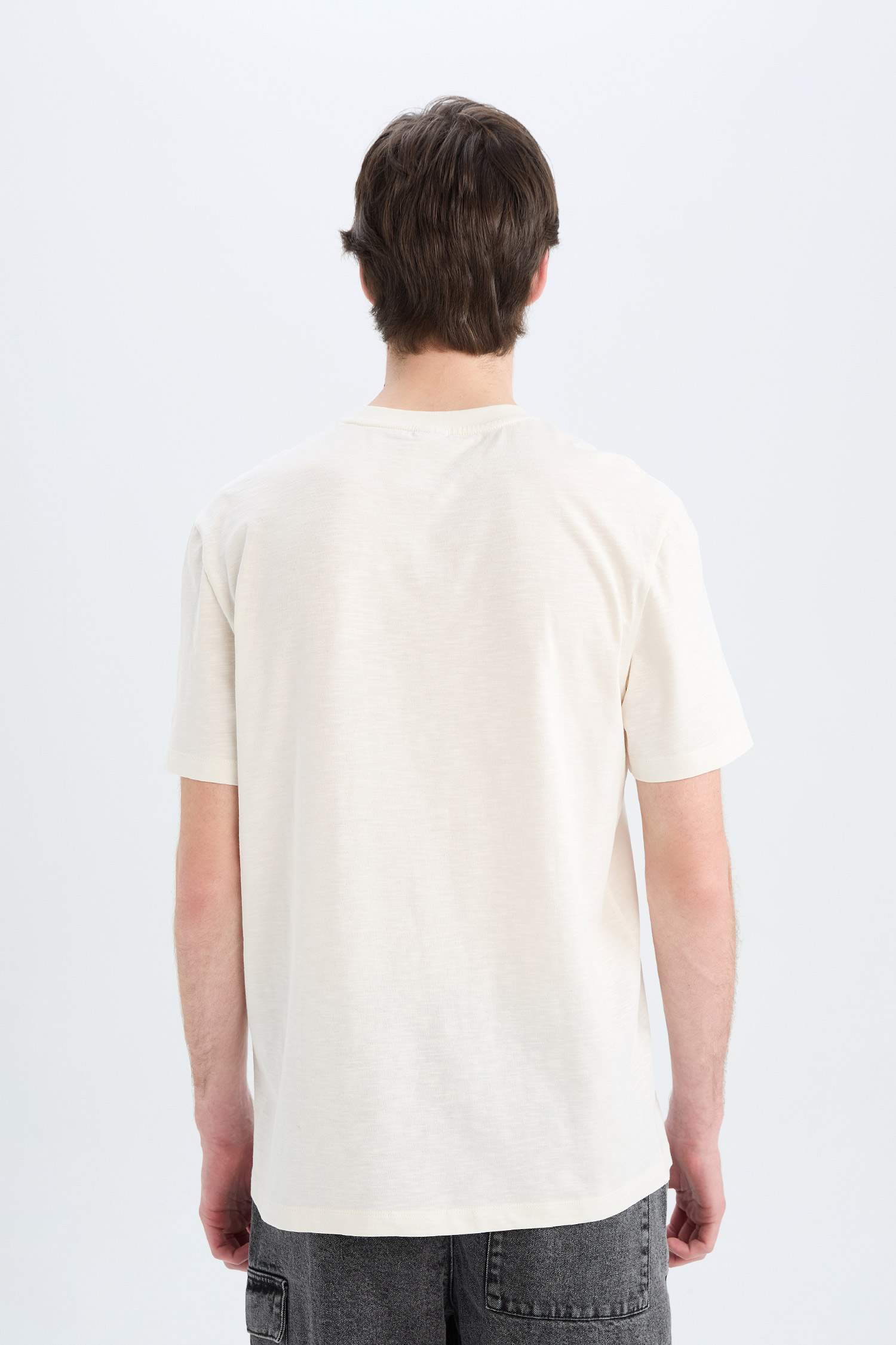 100% Cotton New Regular Fit Cycling Collar Short Sleeve Jacquard T-shirt