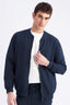 Relax Fit College Collar Textured Bomber Cardigan