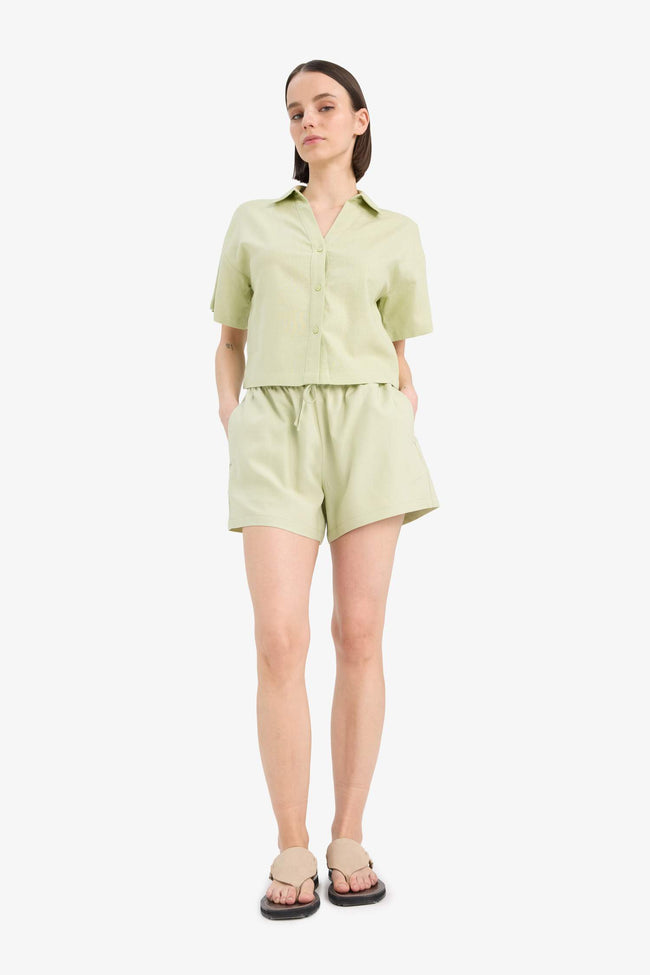 Coool Linen Shorts with Short Legs and Regular Waistband Hover Image