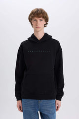 Boxy Fit Hooded Back Printed Sweatshirt