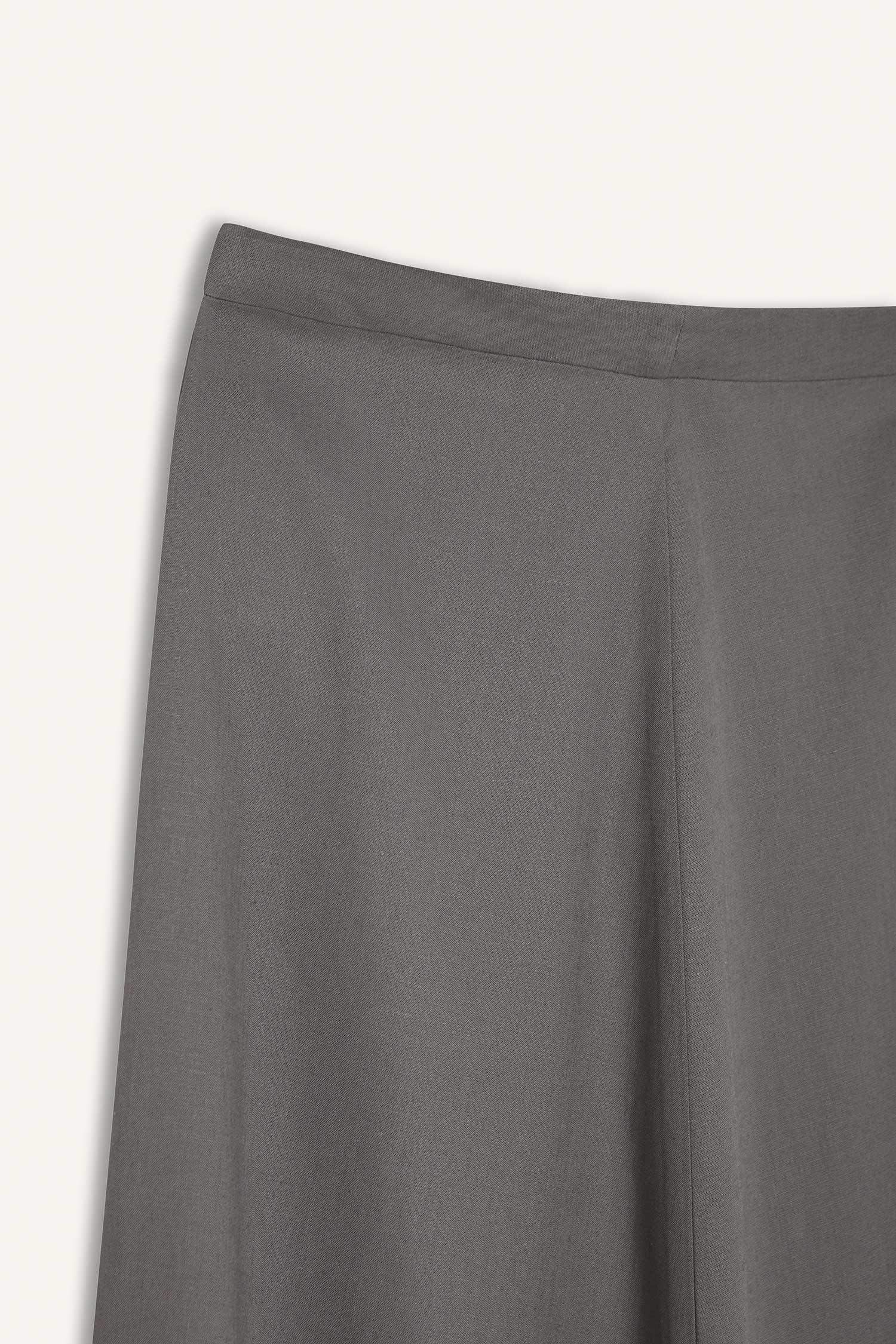 A Cut Normal Waist Linen Blend Maxi Skirt