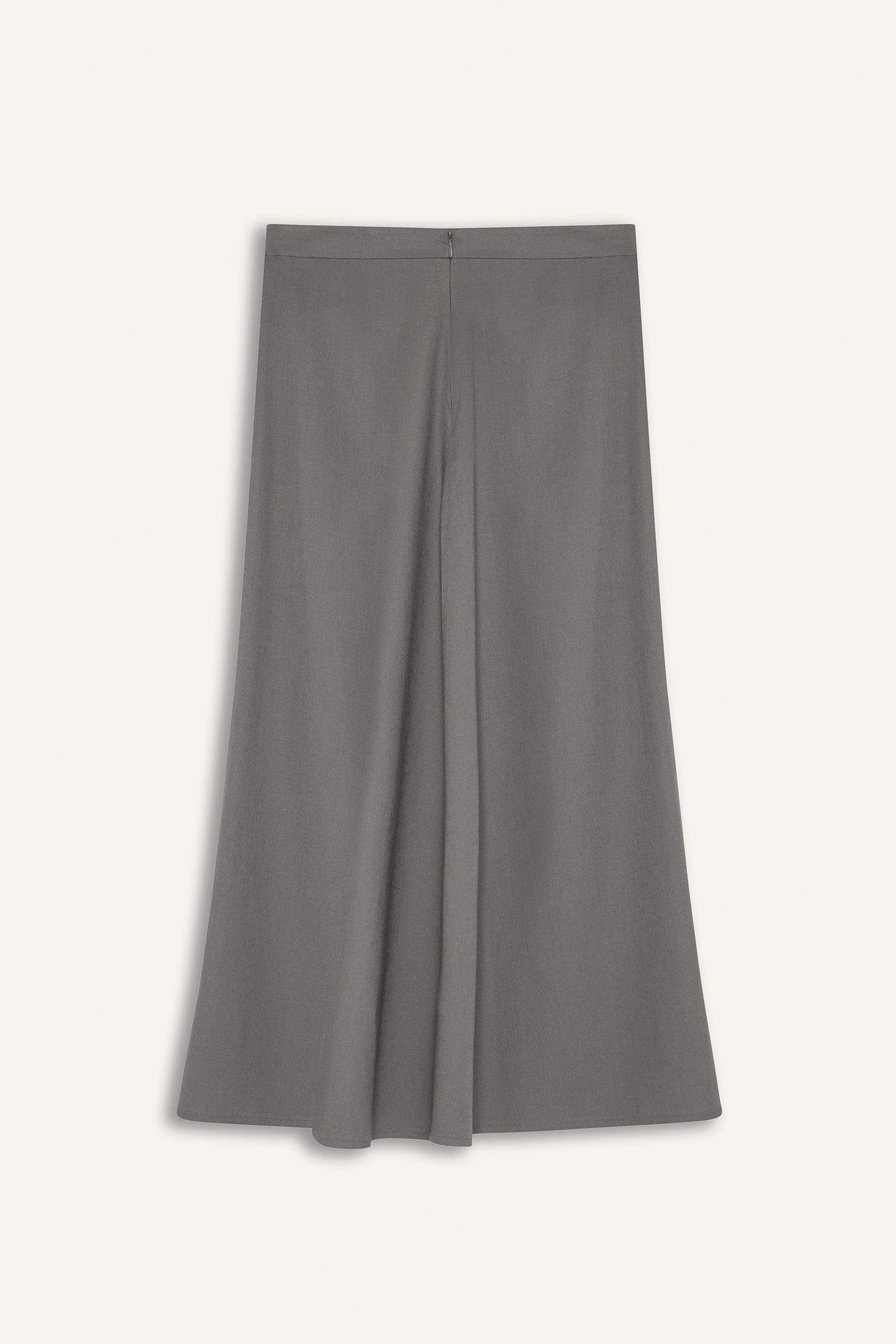 A Cut Normal Waist Linen Blend Maxi Skirt