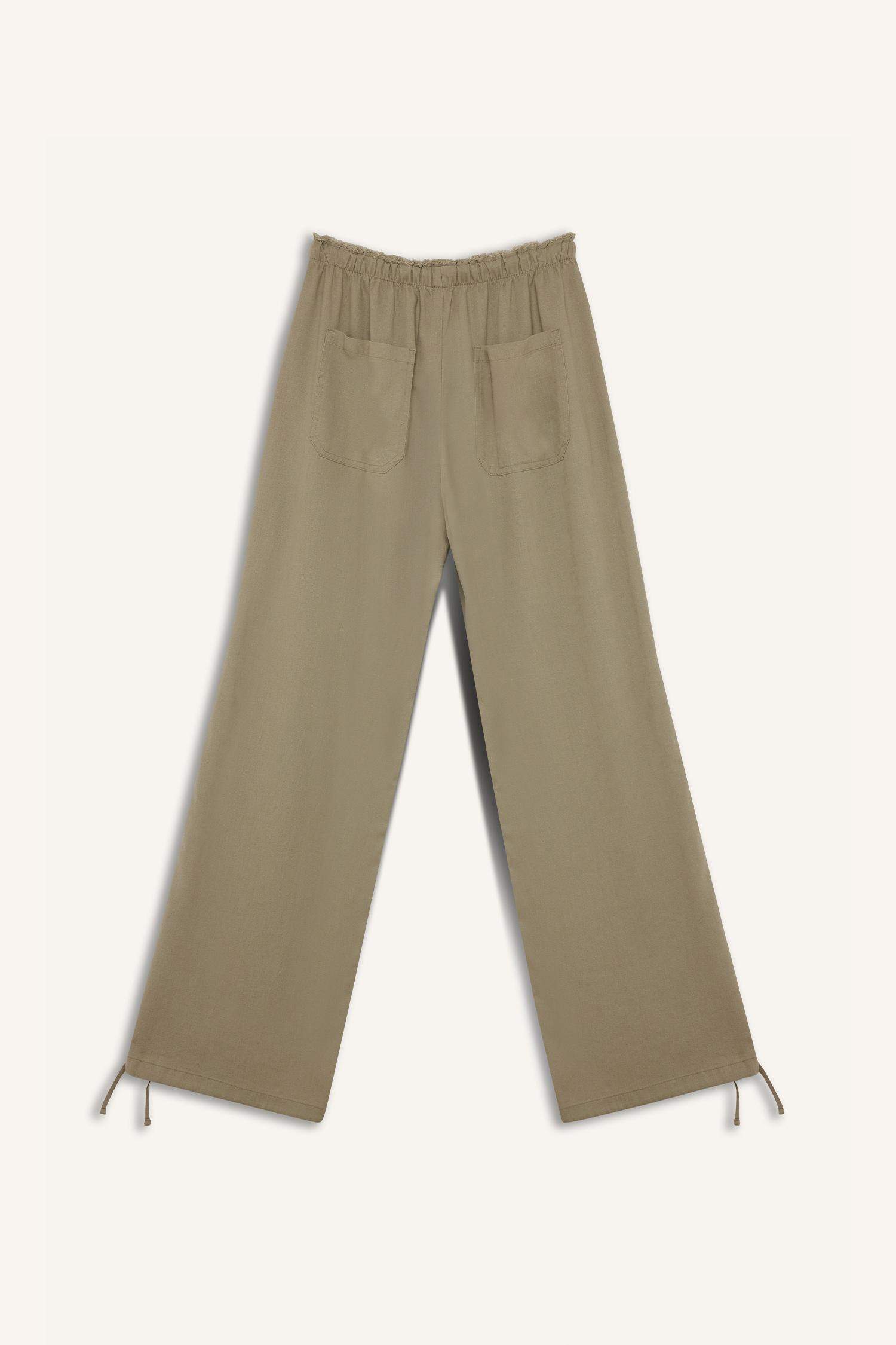 Wide Leg Regular Waist Linen Blend Trosuers