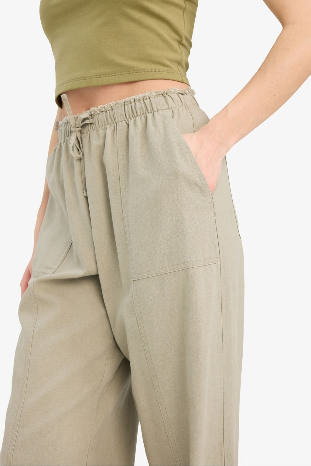 Wide Leg Regular Waist Linen Blend Trosuers