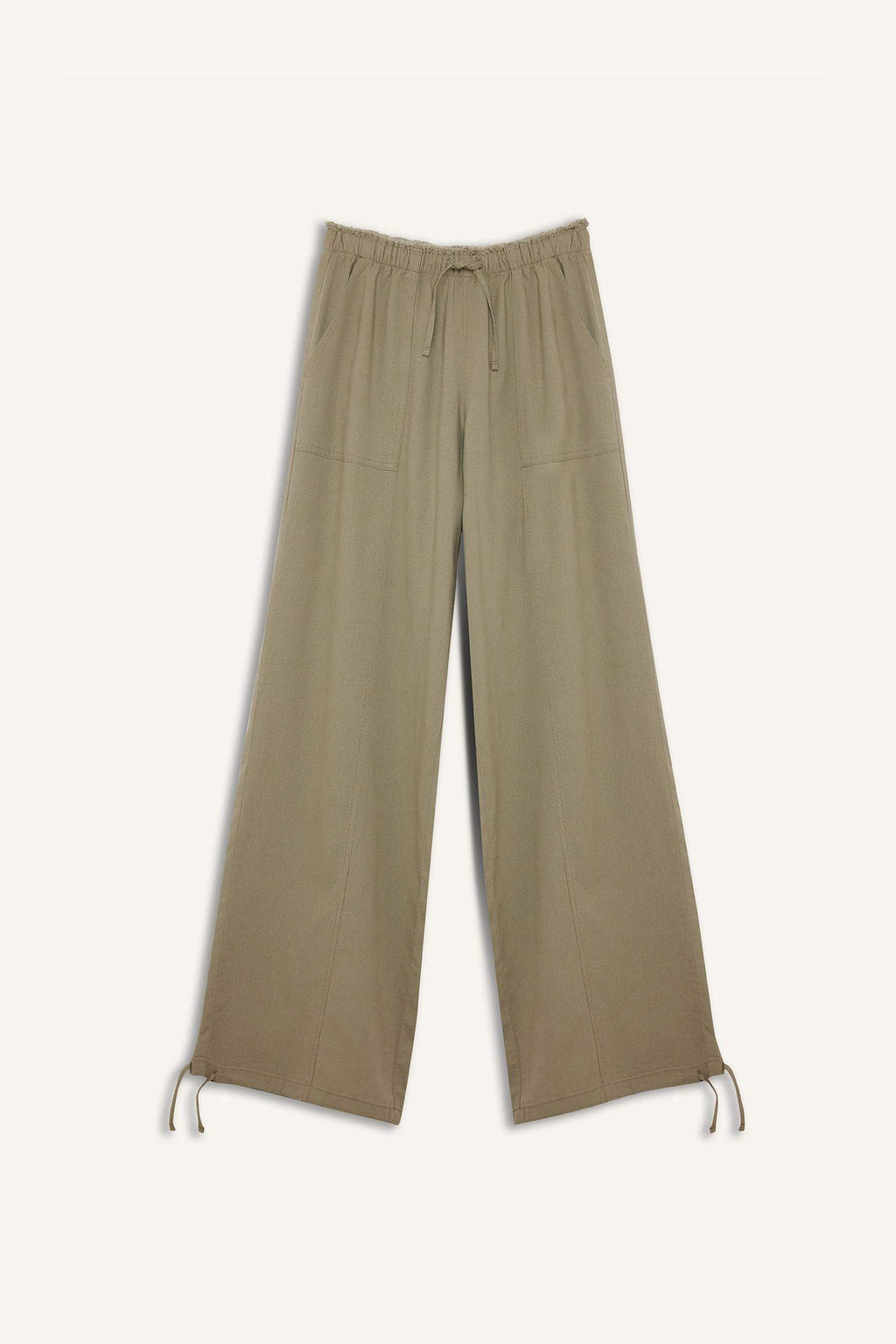 Wide Leg Regular Waist Linen Blend Trosuers