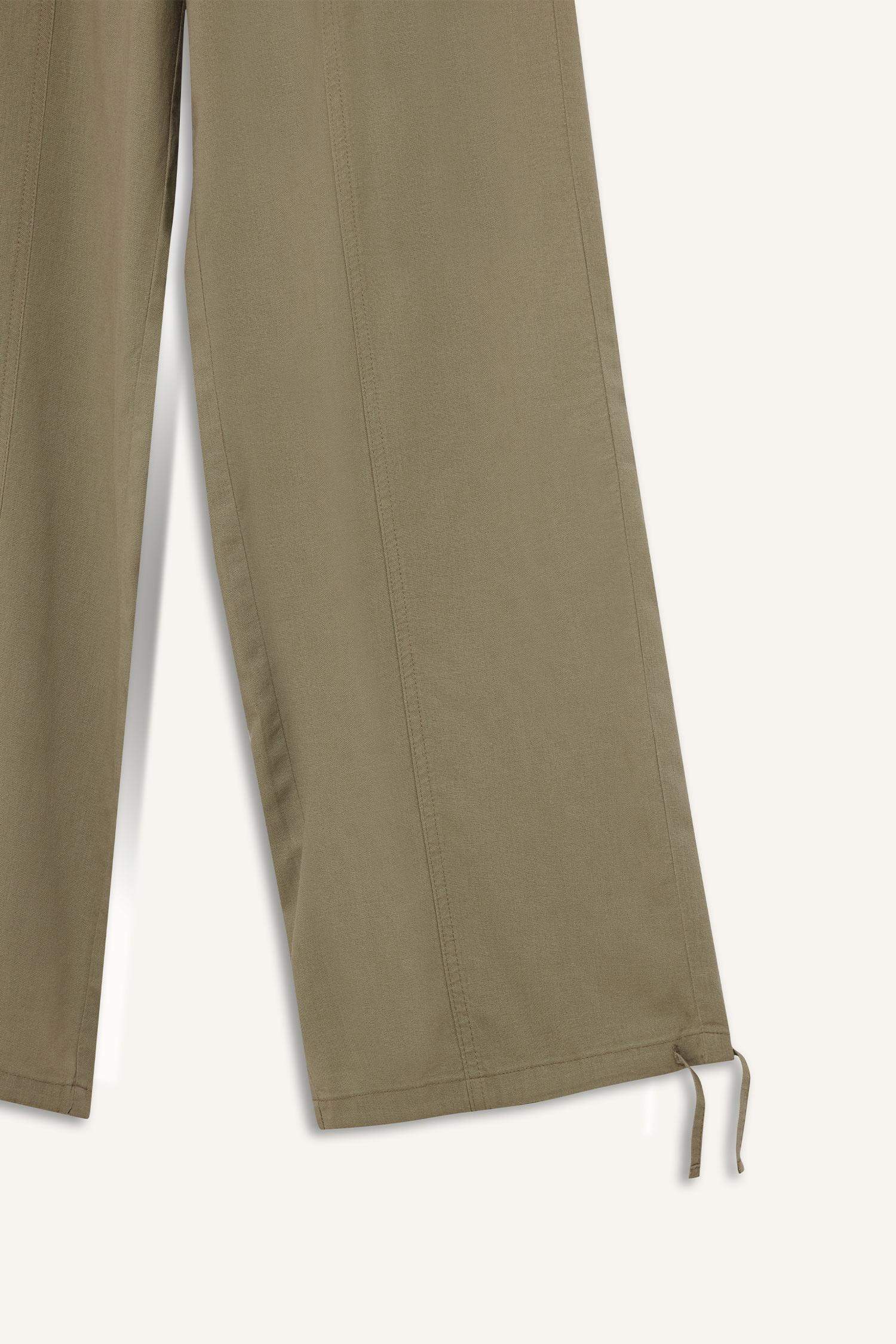 Wide Leg Regular Waist Linen Blend Trosuers